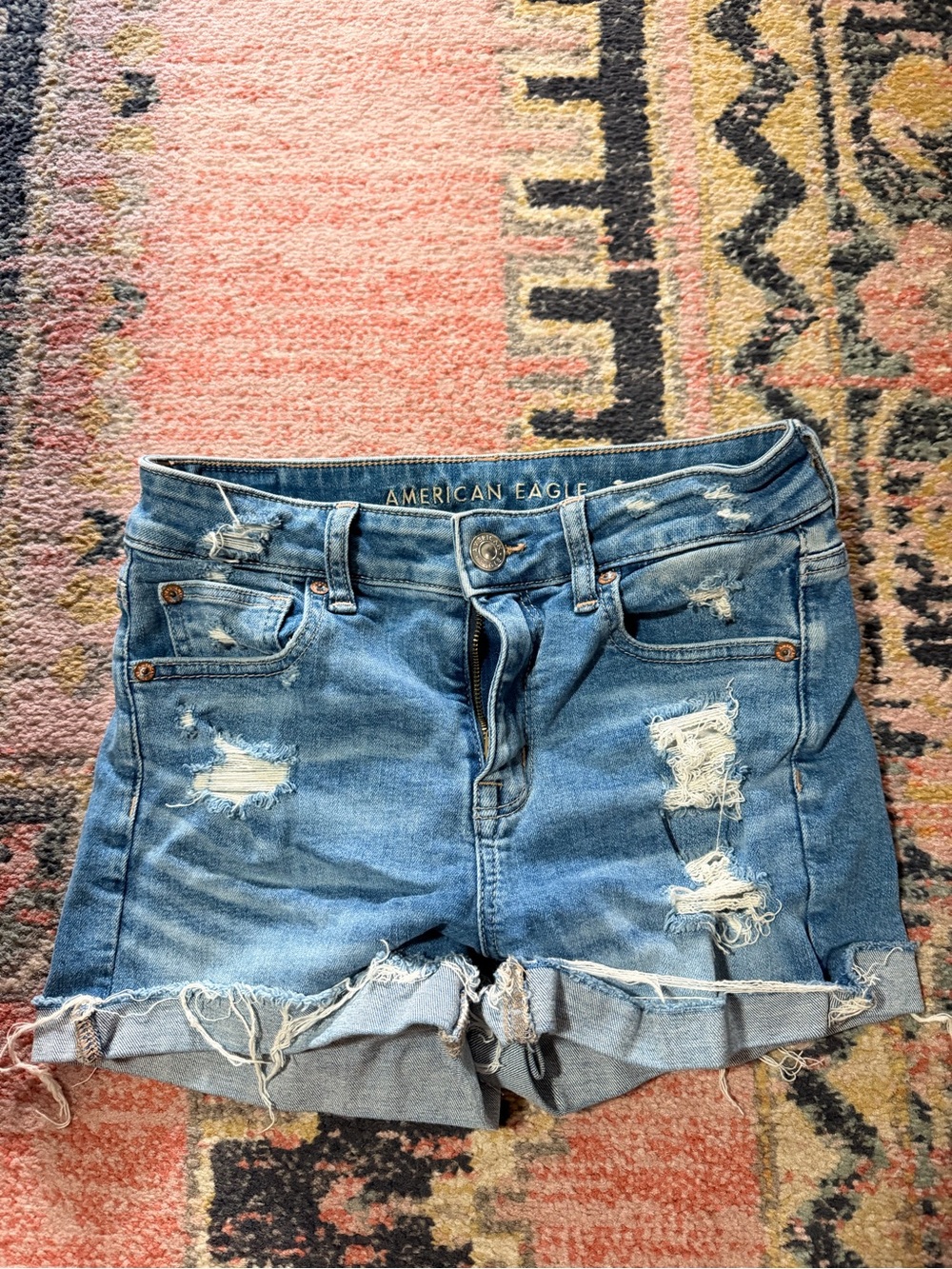 American Eagle Outfitters Light Wash Distressed Jean Shorts